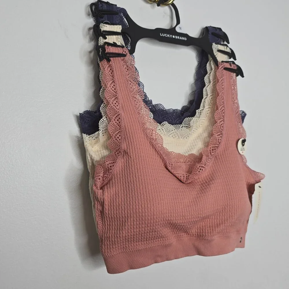 3 LUCKY BRAND Full Figure Lace Comfort Bra 1X Lot Set NEW No Wire Padded Bras